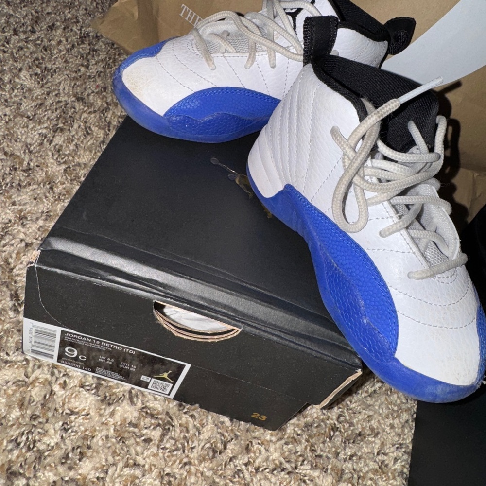 Jordan Kids White and Blue Sneakers
